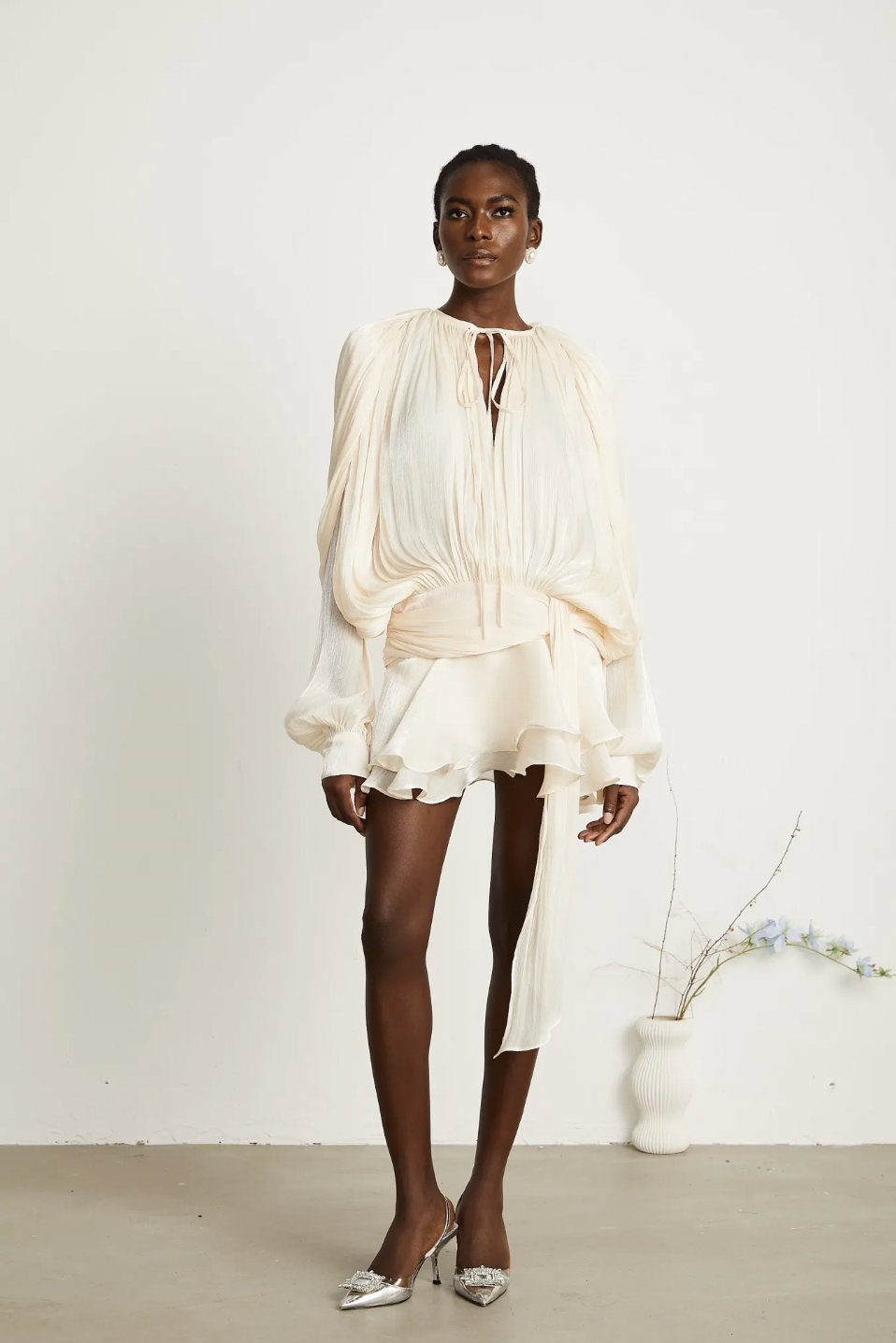 Stella Pleated Ruffled Mini Dress